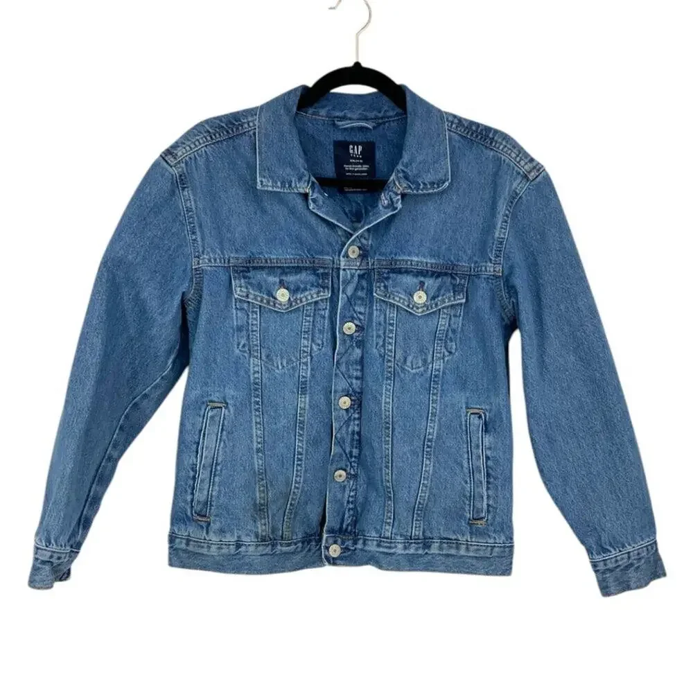 Gap Teen 100% Cotton Oversize Denim Jacket Medium Wash Size XXL (14-16)